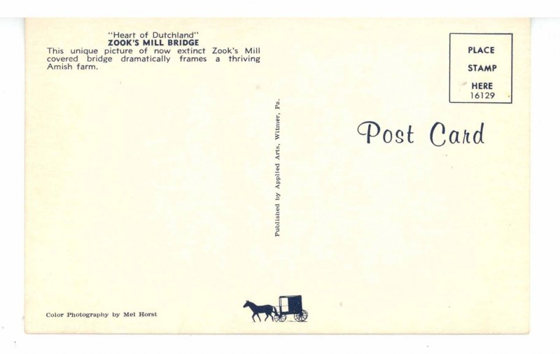 PA - Lancaster County. Now Extinct Zook's Mill Covered Bridge