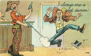 Artist impression C1910 Cowboy Pistol Dance Western Comic Humor Postcard 20-2534