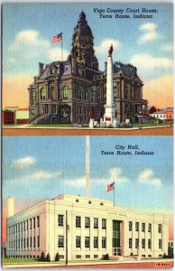 VINTAGE POSTCARD VIGO COUNTY COURT HOUSE AND CITY HALL AT TERRE HAUTE INDIANA