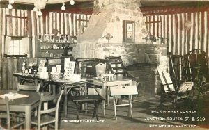 Postcard 1950s Maryland Red House The Chimney Corner Great Fireplace 24-135