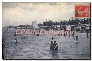 Old Postcard Berck Plage beach high Maree