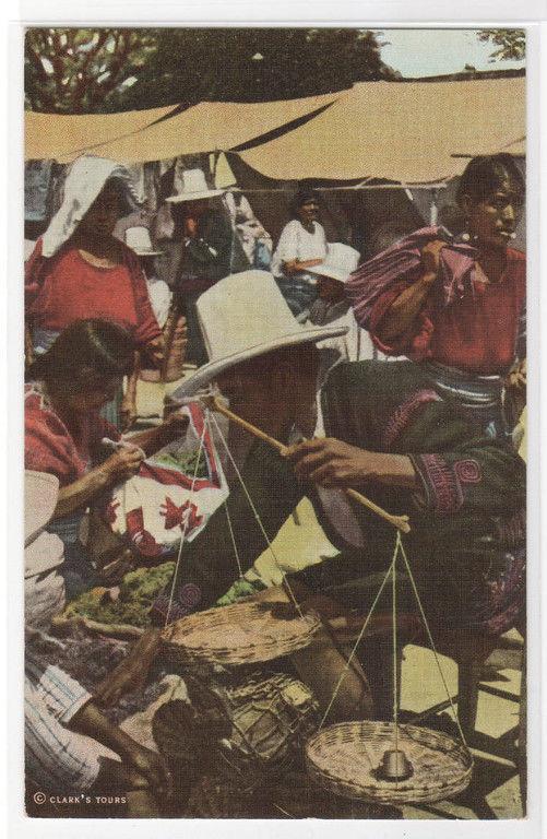 Market Seller Weighing Produce Chichicastenango Guatemala postcard