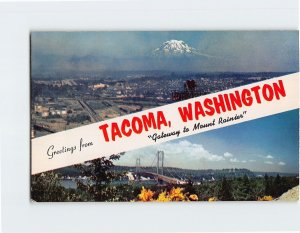 Postcard Gateway to Mount Rainier, Greetings from Tacoma, Washington