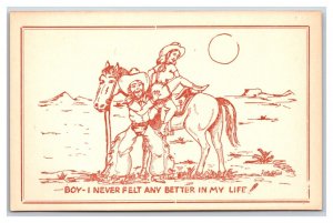 Comic Risque Cowboys Never Felt Better in My Life UNP DB Postcard B18