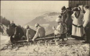 Bob-Sleigh Bobsled Sled Winter Sports Swiss or French Close-Up Postcard 