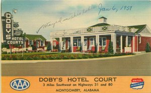 Alabama Montgomery Doby's Hotel Thomas Court roadside Postcard 22-5378