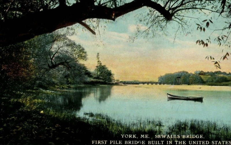 Vintage Sewalls Bridge, York, Me. Postcard P174