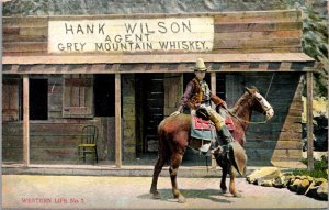 Postcard Western Life No. 3 Hank Wilson Agent Grey Mountain Whiskey