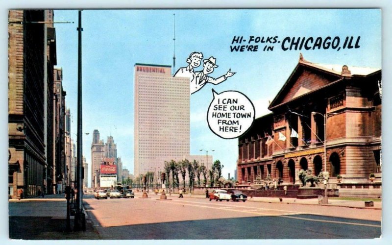 3 Postcards CHICAGO, Illinois IL ~ Comic Greetings SKYLINE, Street Scenes 1950s