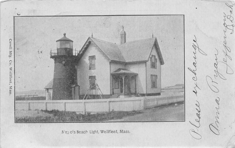 Wellfleet Massachusetts Mayo Beach Lighthouse Vintage Postcard AA67694