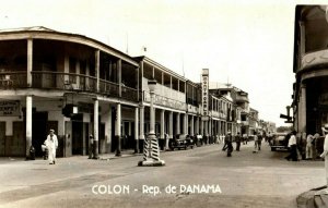 1930-40's RPPC Downtown Street Scene Colon, Republic of Panama  Y6