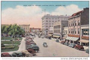 West Side Of Square Street Scene Marion Indiana 1947