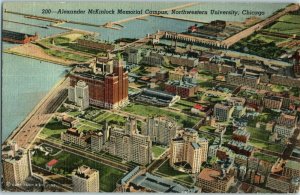 Aerial View Postcard Alexander Mckinlock Memorial Campus Chicago Postmarked 1948