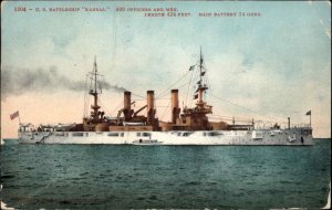 Battleship Us Kansas c1910 Vintage Postcard