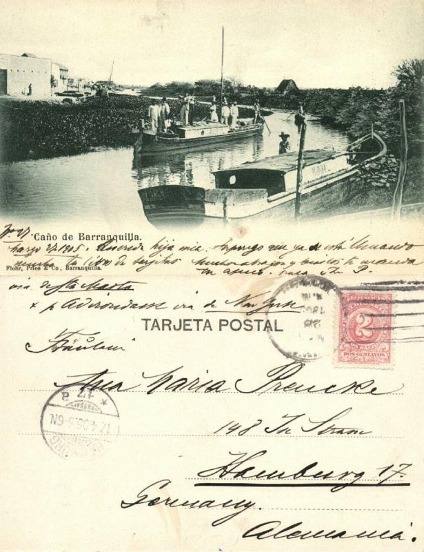 colombia, BARRANQUILLA, Native Caño (1905) Stamp