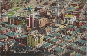 Postcard Airplane View Business Section El Paso Texas TX