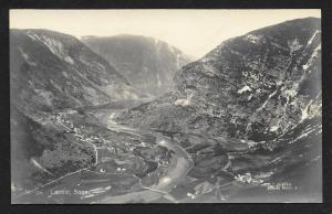 Birdseye view LÃ¦rdal Sogn Norway RPPC Unused c1920s