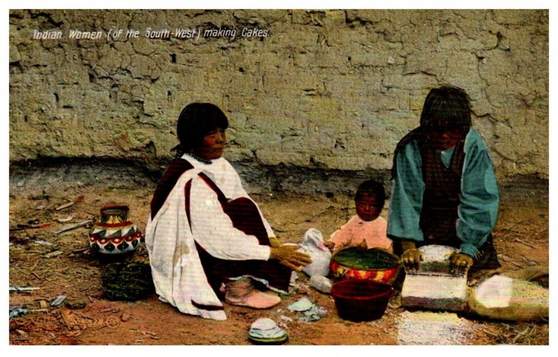 New Mexico Indian Women making Cakes