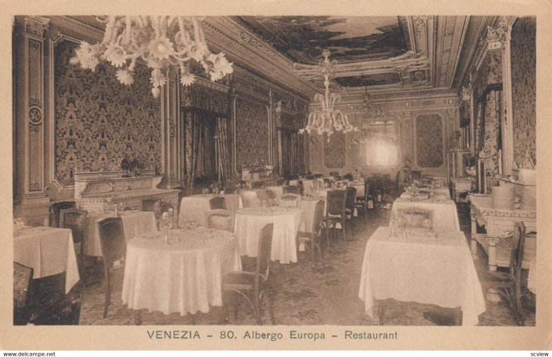 VENEZIA, Veneto, Italy, 1910-20s; 80, Albergo Europe - Restaurant