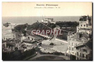 Old Postcard Biarritz Picturesque L Atalave A flight of bird