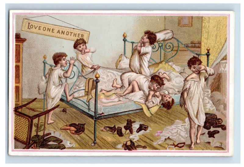 1880s Victorian Trade Cards Six Children At Bedtime Comical Set Of 4 F107