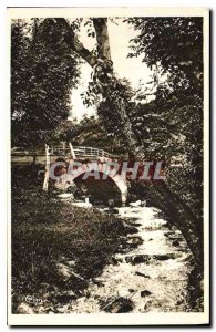 Old Postcard Region of Rhone Echarmeaux Hen Rustic Bridge