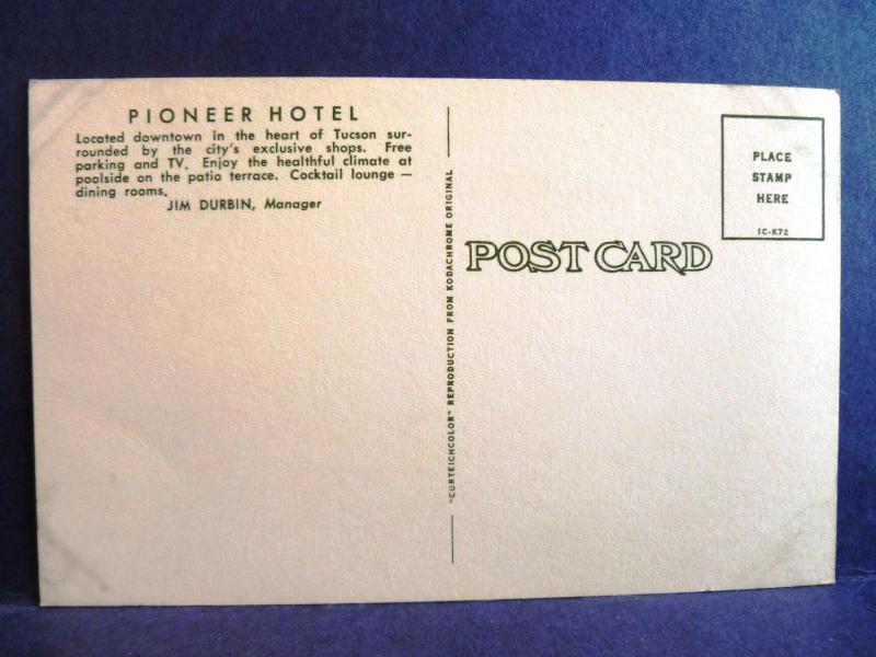 Postcard AZ Tucson Pioneer Hotel