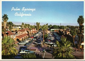 Postcard CA Palm Springs - Plaza Shopping Center cars