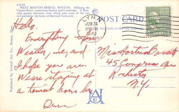 West Boston Bridge Massachusetts Postcard