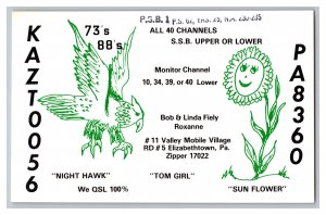 Postcard QSL CB Ham Radio Amateur Card From Elizabethtown Pa. PA8360