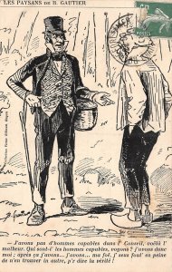 Lot256 men discussing 2 les paysans de b gautier  artist signed france TCV