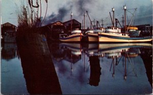 Vtg Washington WA Ship Building on Puget Sound Fishing Boats 1950s View Postcard