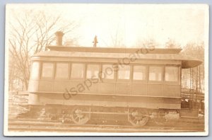 K45/ Sayersville Texas RPPC Postcard c1920 Trolley Railroad Car 351