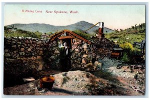 c1950's Mining Camp Stone Cottage Miners Spokane Stacks Washington WA Postcard