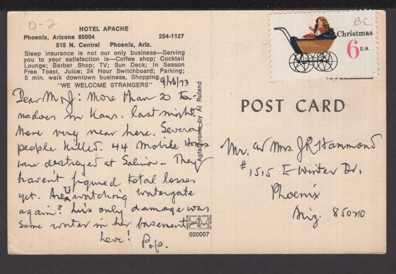 Arizona PHOENIX Hotel Apache, 515 N. Central pm1973 - Chrome