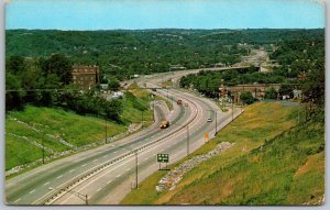 Zanesville Ohio 1960s Postcard Modern Expressway Interstate 70