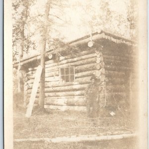 c1900s Moose Creek AK Log Cabin House RPPC Homestead Real Photo Amos Krantz A123