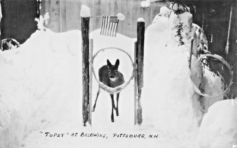 Pittsburg NH Topsy At Baldwins Note Flag Real Photo Postcard