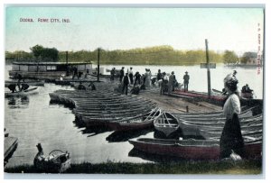 c1910 Canoe Boats, Dooks Rome City Indiana IN Unposted Antique Postcard