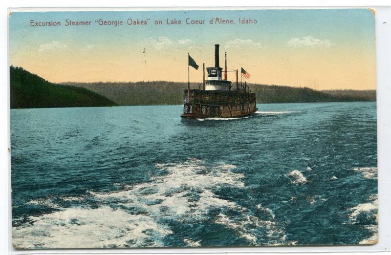 Steamer George Oakes Lake Coeur d'Alene Idaho 1912 postcard