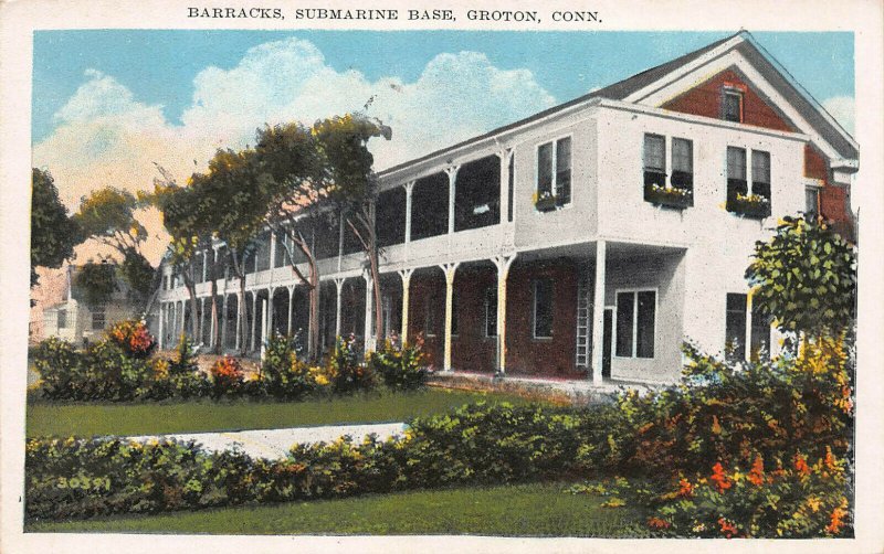 Barracks, Submarine Base, Groton, Connecticut, Early Postcard, Unused 