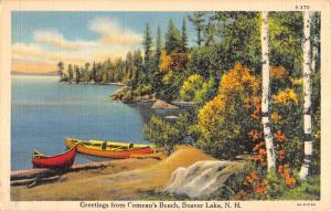 Beaver Lake New Hampshire Comeaus Beach Row Boats Antique Postcard K93822