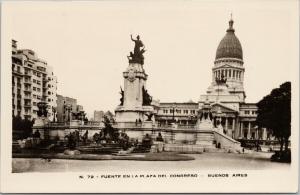 Buenos Aires Argentina Fuente En La Plaza Del Congreso Unused RPPC Postcard E59