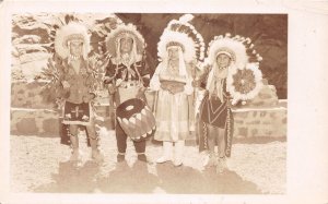 J39/ Native American Indian RPPC Postcard c1940s Chief Drum 161