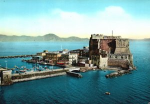 Vintage Postcard Napoli The Ovo Castle and Marine Borough Naples Italy