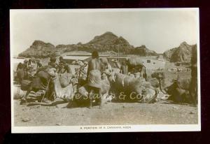 RPPC Camel Caravan at Rest Aden (now South Yemen) Real Photo Postcard B1941