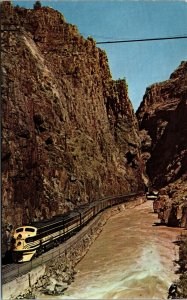 Vtg Suspension Bridge over Royal Gorge Rio Grande Train Railroad CO Postcard