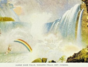 Vintage Postcard Niagara Falls Horse Shoe Falls Ontario Canada Rainbow