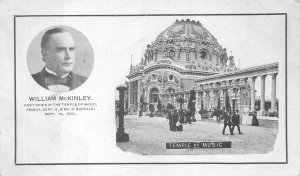 PRESIDENT WILLIAM MCKINLEY TEMPLE OF MUSIC BUFFALO NEW YORK EXPO POSTCARD (1901)