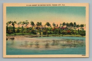 Sunset on Watson Bayou Panama City FL Florida Postcard